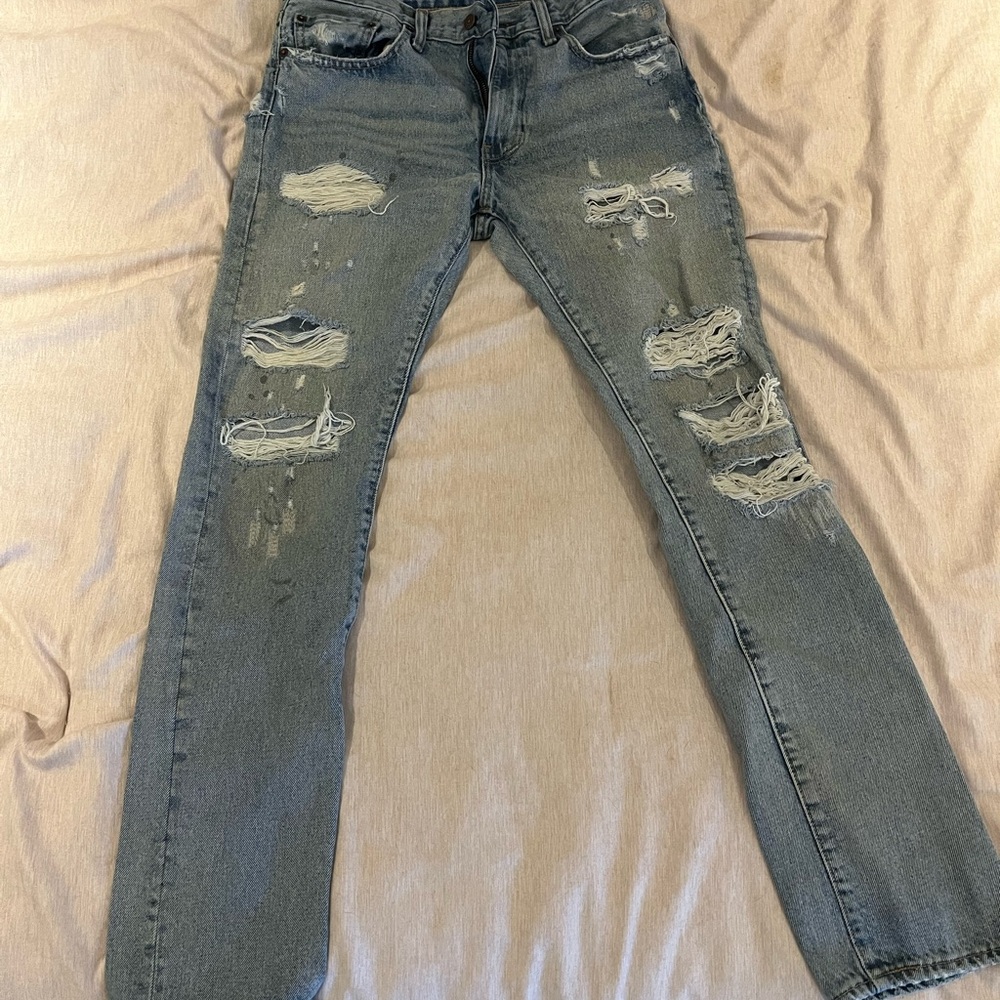 Levi’s Men’s 505 C Light Blue Distressed Jeans